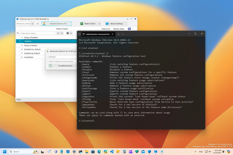 ViVeTool, công cụ bật tính năng ẩn trên Windows 11